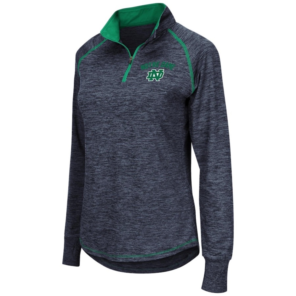Women Colosseum Navy Notre Dame Fighting Irish Lightweight Fitted Quarter-Zip